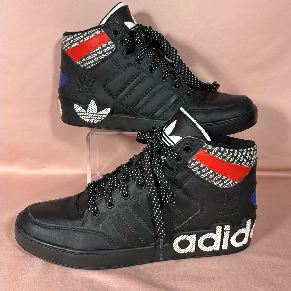 Adidas Hard Court High J Transmission Pack Black Overbranding Sneakers SZ 6.5